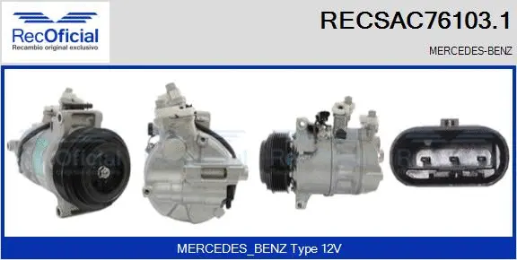 Compresseur, climatisation RECOFICIAL RECSAC76103.1