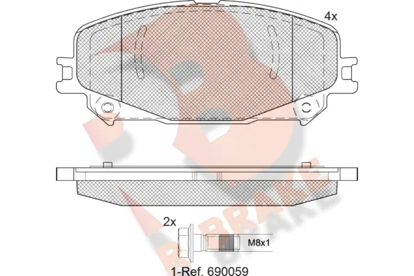 Kit de plaquettes de frein, frein à disque R BRAKE RB2304
