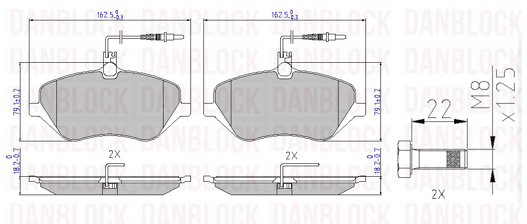 Kit de plaquettes de frein, frein à disque DANBLOCK DB 510250