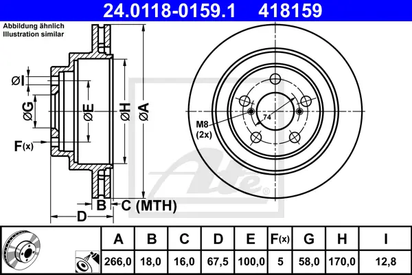 Disque de frein ATE-APAC 24.0118-0159.1
