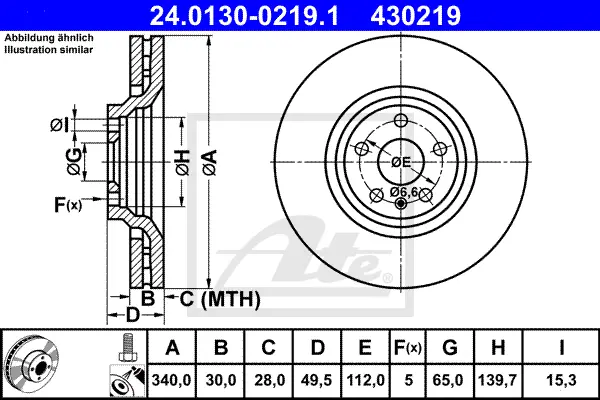 Disque de frein ATE-APAC 24.0130-0219.1