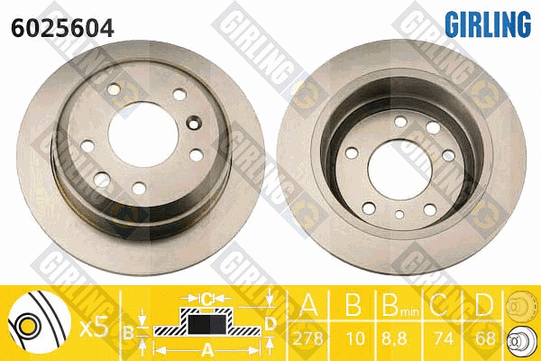 Disque de frein GIRLING 6025604