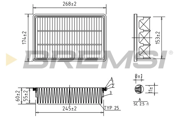 Filtre à air BREMSI FA2341