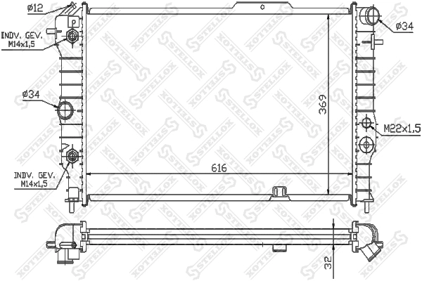 Radiateur, refroidissement du moteur STELLOX 10-26012-SX