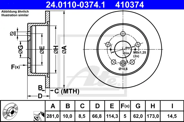 Disque de frein ATE-APAC 24.0110-0374.1