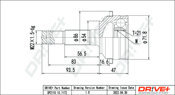Jeu de joints, arbre de transmission Dr!ve+ DP2110.10.1172