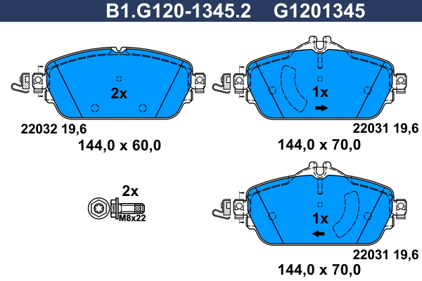 Kit de plaquettes de frein, frein à disque GALFER B1.G120-1345.2