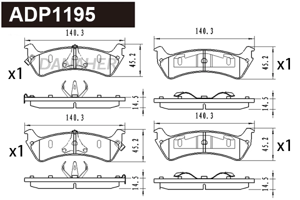 Kit de plaquettes de frein, frein à disque DANAHER ADP1195