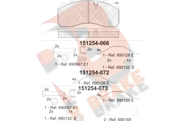 Kit de plaquettes de frein, frein à disque R BRAKE RB1254