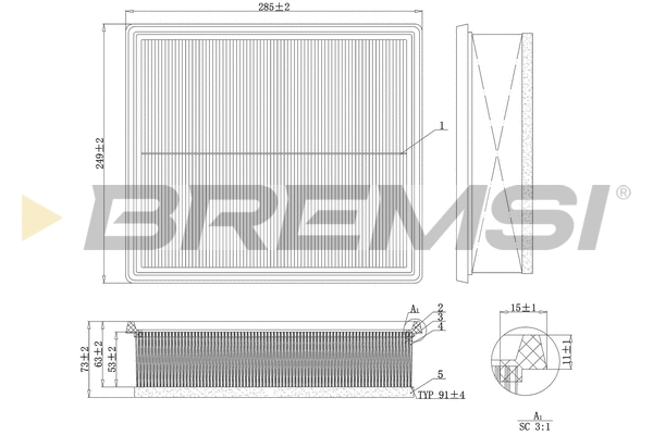 Filtre à air BREMSI FA1216