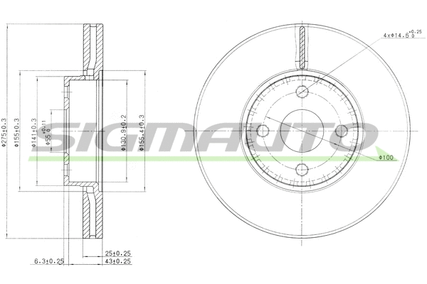 Disque de frein SIGMAUTO DBB388V