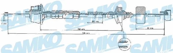 Tirette à câble, commande d'embrayage SAMKO C0537C