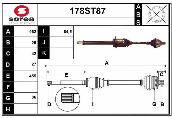 Arbre de transmission STARTCAR 178ST87