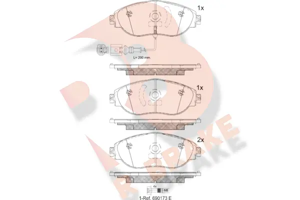 Kit de plaquettes de frein, frein à disque R BRAKE RB2018