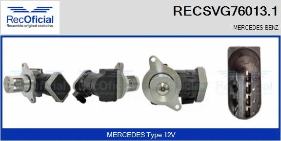 Vanne EGR RECOFICIAL RECSVG76013.1