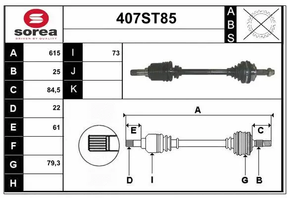 Arbre de transmission STARTCAR 407ST85
