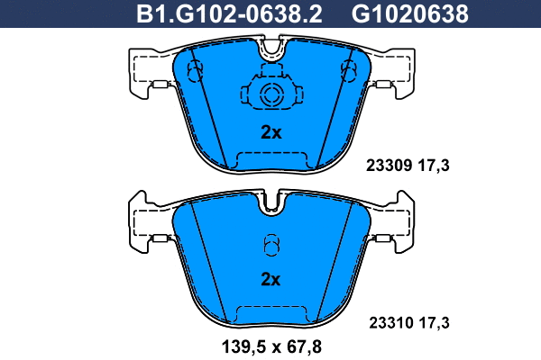 Kit de plaquettes de frein, frein à disque GALFER B1.G102-0638.2