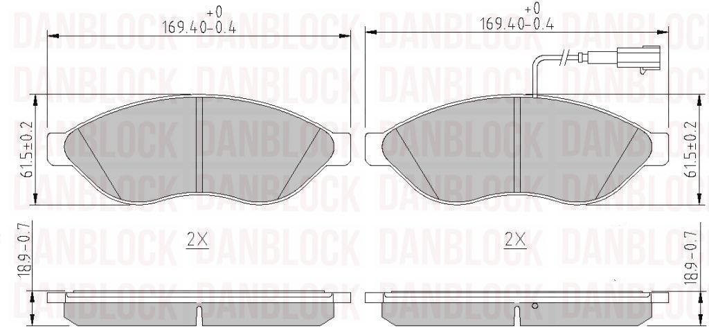 Kit de plaquettes de frein, frein à disque DANBLOCK DB 511144