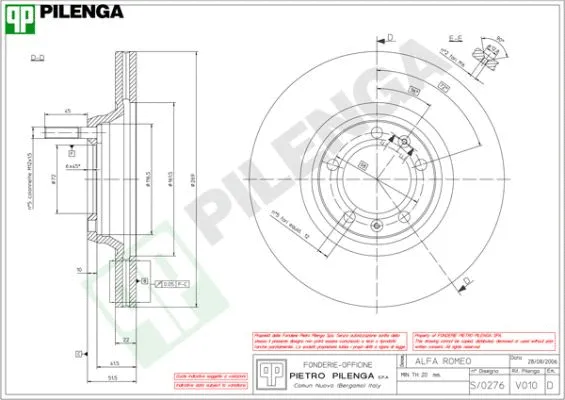 Disque de frein PILENGA V010