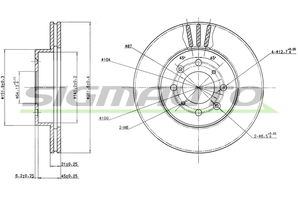 Disque de frein SIGMAUTO DBA448V