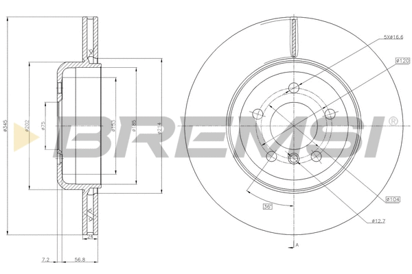 Disque de frein BREMSI CD8037V