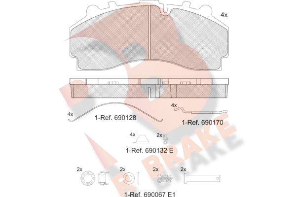 Kit de plaquettes de frein, frein à disque R BRAKE RB2456-066