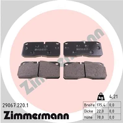 Kit de plaquettes de frein, frein à disque ZIMMERMANN 29067.220.1