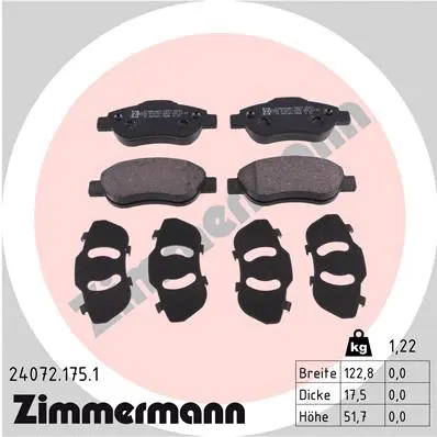 Kit de plaquettes de frein, frein à disque ZIMMERMANN 24072.175.1