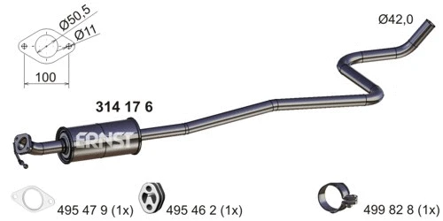 Silencieux central ERNST 314176