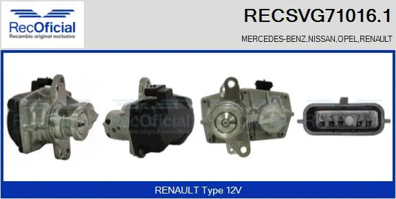 Vanne EGR RECOFICIAL RECSVG71016.1
