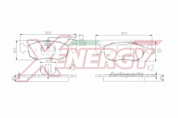 Kit de plaquettes de frein, frein à disque AP XENERGY X41392