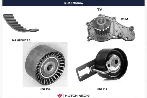 Pompe à eau + kit de courroie crantée HUTCHINSON KH 457WP64