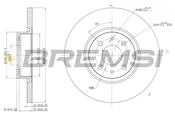 Disque de frein BREMSI CD7070S