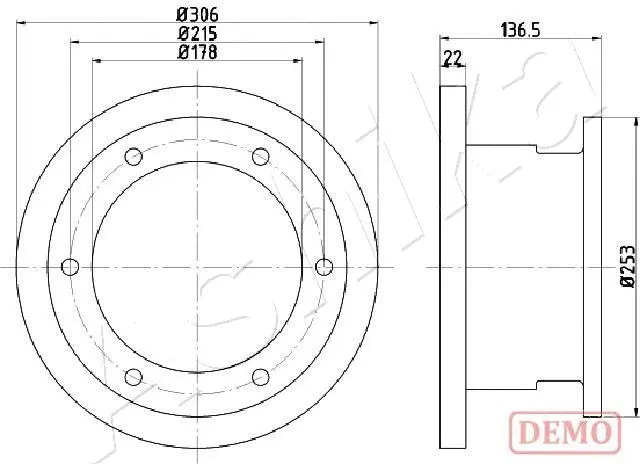 Disque de frein ASHIKA 61-00-0224C