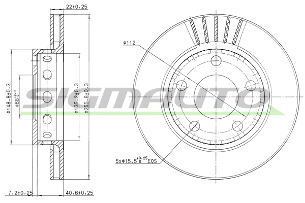 Disque de frein SIGMAUTO DBB887V