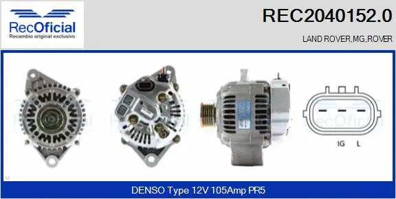 Alternateur RECOFICIAL REC2040152.0