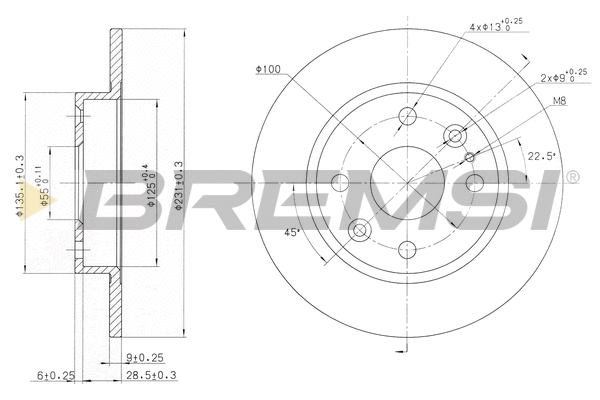 Disque de frein BREMSI CD6525S
