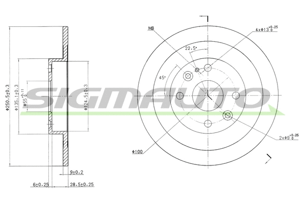 Disque de frein SIGMAUTO DBA523S