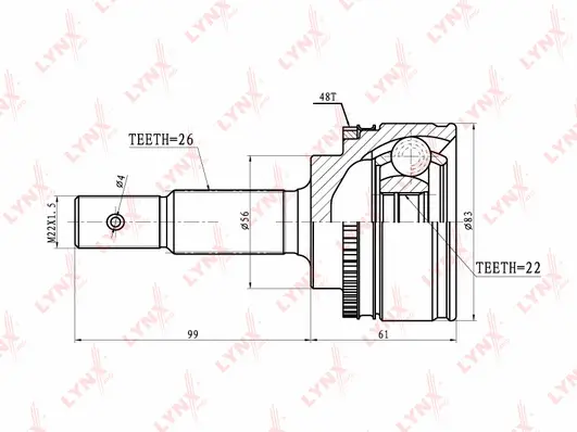 Jeu de joints, arbre de transmission LYNXAUTO CO-7502A