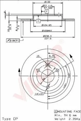 Disque de frein VILLAR 628.0255