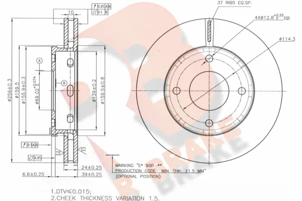Disque de frein R BRAKE 78RBD27036