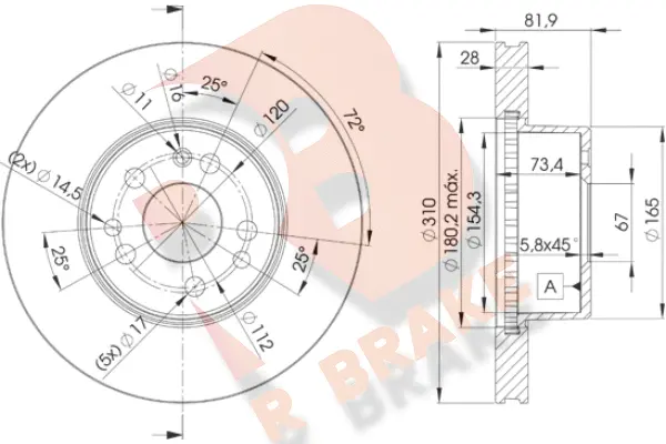 Disque de frein R BRAKE 78RBD10312