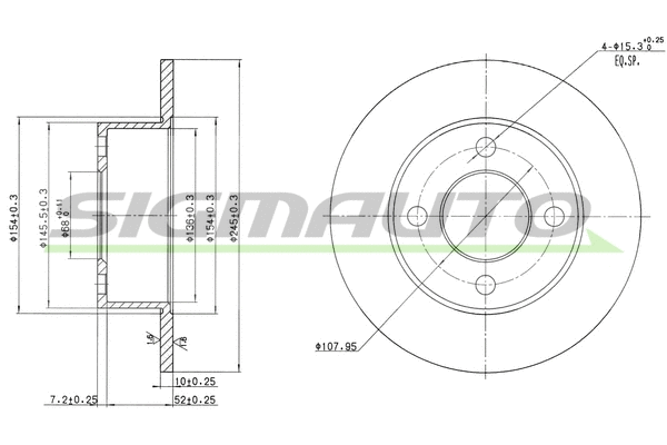 Disque de frein SIGMAUTO DBA128S