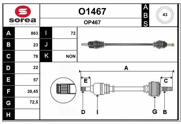 Arbre de transmission SNRA O1467