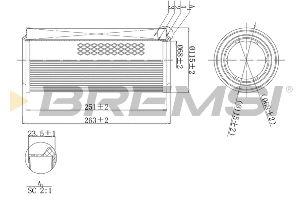 Filtre à air BREMSI FA1140