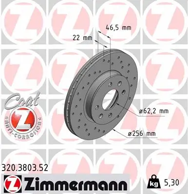 Disque de frein ZIMMERMANN 320.3803.52