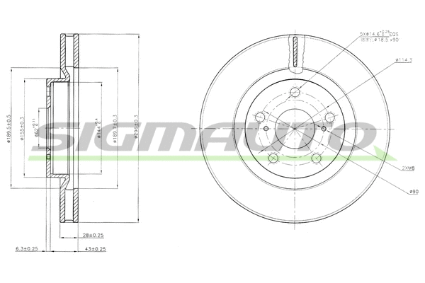 Disque de frein SIGMAUTO DBB646V