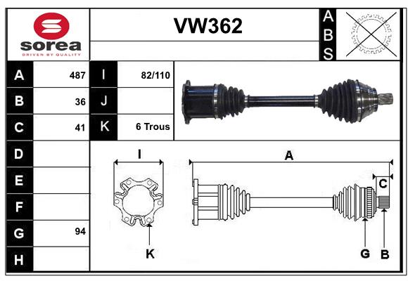 Arbre de transmission SERA VW362