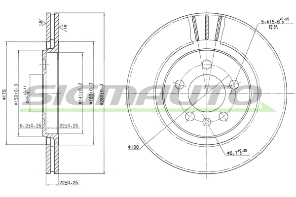 Disque de frein SIGMAUTO DBA332V
