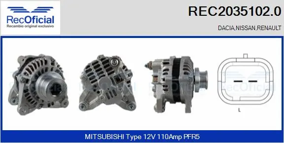 Alternateur RECOFICIAL REC2035102.0